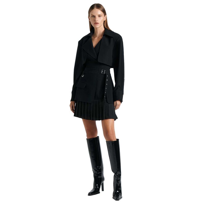 Cue Recycled Crepe Pleated Mini Trench Dress image number 0
